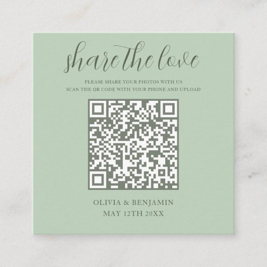 Mint Groen | Deel de Love QR-code Informatiekaartje (Voorkant)
