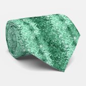 Mint-groen Disco Glitter & Sparkles Pattern 2 Stropdas (Opgerold)