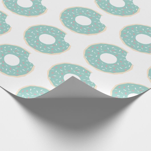 Mint Groen Donut Patroon Wrapping Papier (Hoek)