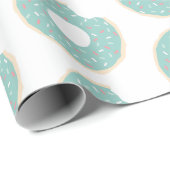 Mint Groen Donut Patroon Wrapping Papier (Rol Hoek)