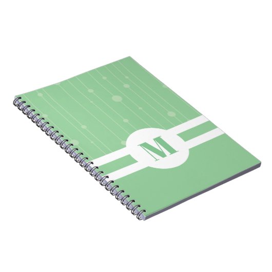 Mint-groen, ecofriendly monogram pastel modern notitieboek (Rechterzijde)