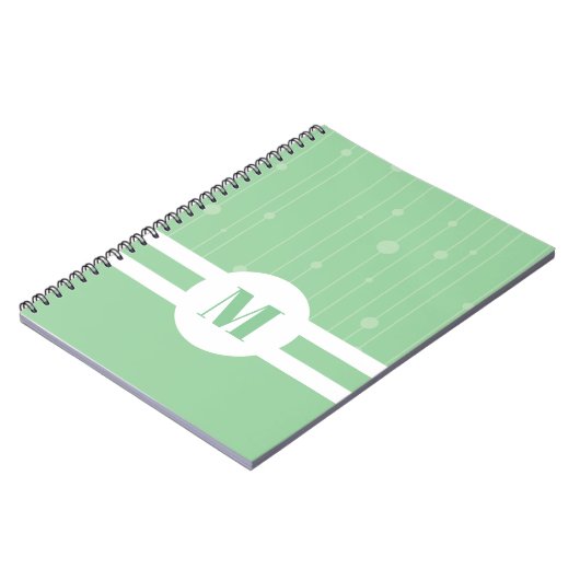 Mint-groen, ecofriendly monogram pastel modern notitieboek (Linkerzijde)