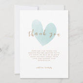 Mint groen eenvoudig hart Baby shower Bedankkaart (Voorkant)