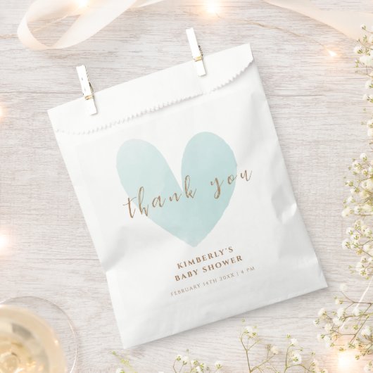 Mint Groen Eenvoudig Hart Baby shower Dank u Bedankzakje (Geknipt)