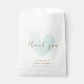 Mint Groen Eenvoudig Hart Baby shower Dank u Bedankzakje (Voorkant)