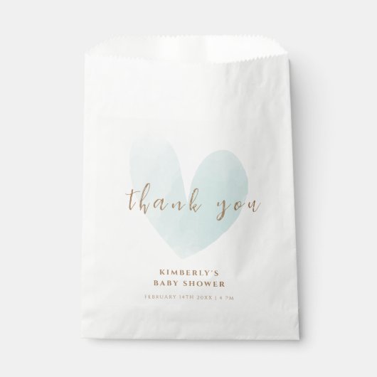Mint Groen Eenvoudig Hart Baby shower Dank u Bedankzakje (Voorkant)