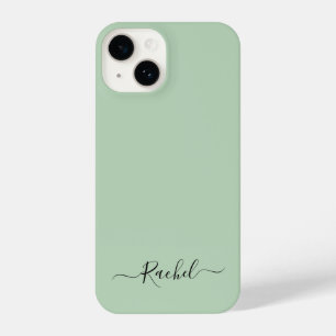 Mint Groen Eenvoudig Minimalistisch Eigen Naam Scr iPhone 14 Hoesje