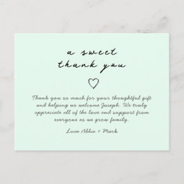 Mint groen elegante baby dank u kaart