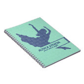 Mint-groen en blauw Dancer Silhouette Illustratie Notitieboek (Rechterzijde)
