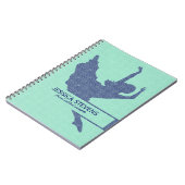 Mint-groen en blauw Dancer Silhouette Illustratie Notitieboek (Linkerzijde)