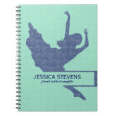 Mint-groen en blauw Dancer Silhouette Illustratie Notitieboek (Voorkant)