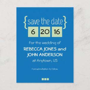 Mint groen en blauw Save the Date briefkaart