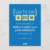 Mint groen en blauw Save the Date briefkaart (Voorkant)