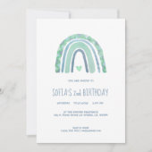 Mint-groen en blauwe toon-boho-regenboog kaart (Voorkant)