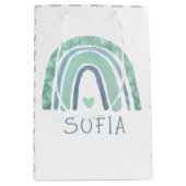 Mint-groen en blauwe toon-boho-regenboog medium cadeauzakje (Voorkant)