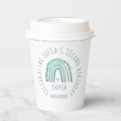 Mint-groen en blauwe toon-boho-regenboog papieren bekers (Voorkant)