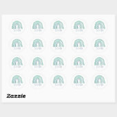 Mint-groen en blauwe toon-boho-regenboog ronde sticker (Vel)
