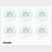 Mint-groen en blauwe toon-boho-regenboog ronde sticker (Vel)