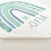 Mint-groen en blauwe toon-boho-regenboog sherpa deken (3/4)