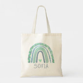 Mint-groen en blauwe toon-boho-regenboog tote bag (Achterkant)