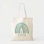 Mint-groen en blauwe toon-boho-regenboog tote bag (Voorkant)