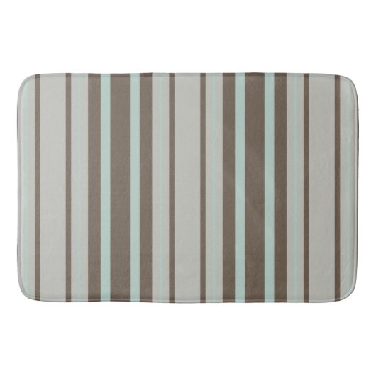 Mint Groen en Bruin Stripe Patroon Badmat (Voorkant)