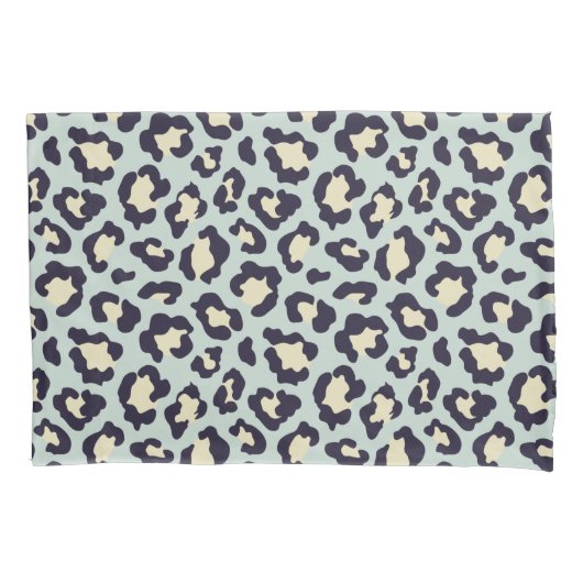 Mint, groen en crème, en zwarte luipaard kussensloop (Voorkant)