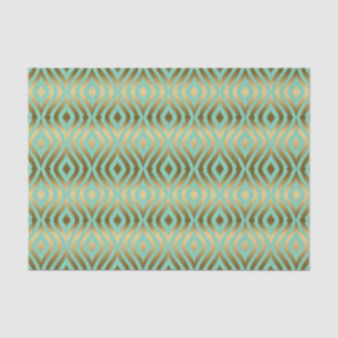 Mint-groen en Faux Gold Quatrefoil Pattern Tissuepapier