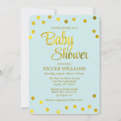 Mint Groen en Faux Goud Confetti Stippen Baby show Kaart (Voorkant)