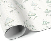 Mint Groen en Goud  Carrousel Gift Cadeaupapier (Rol Hoek)
