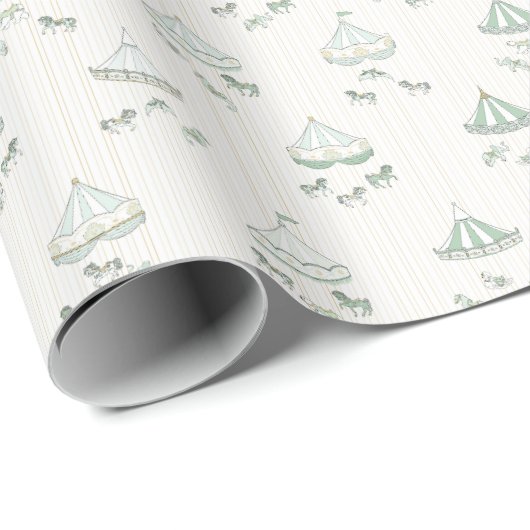 Mint Groen en Goud  Carrousel Gift Cadeaupapier (Rol Hoek)