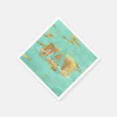Mint Groen en Gouden Folie Elegante Marmeren Verja Servetten (Hoek)