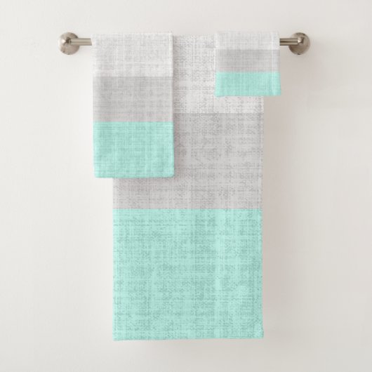 Mint Groen en Grijs Crosshatch Patroon, Bad Handdoek (Insitu)