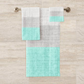 Mint Groen en Grijs Crosshatch Patroon, Bad Handdoek