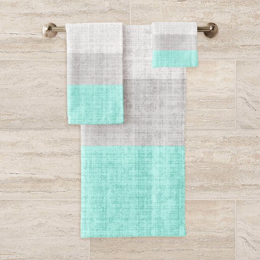 Mint Groen en Grijs Crosshatch Patroon, Bad Handdoek