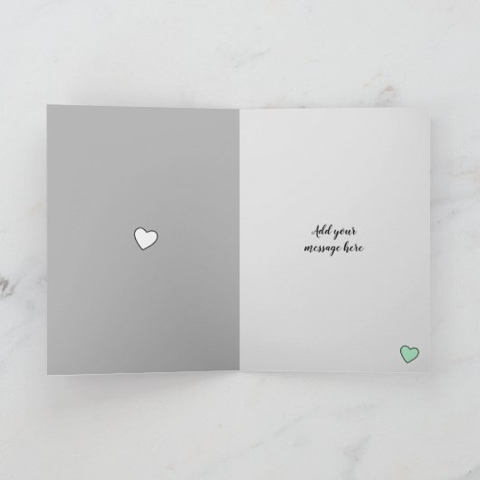 Mint groen en grijs met fotonamen jubileum kaart (Binnen)