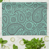 Mint-groen en grijs  Paisley Damaskers Theedoek (Gevouwen)
