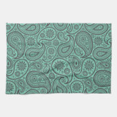 Mint-groen en grijs  Paisley Damaskers Theedoek (Horizontaal)