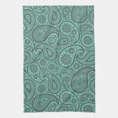 Mint-groen en grijs  Paisley Damaskers Theedoek (Verticaal)