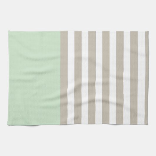 Mint groen en neutraal grijs striped patroon theedoek (Horizontaal)
