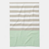 Mint groen en neutraal grijs striped patroon theedoek (Verticaal)