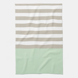Mint groen en neutraal grijs striped patroon theedoek