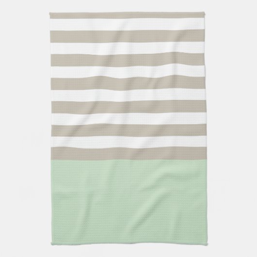 Mint groen en neutraal grijs striped patroon theedoek (Verticaal)