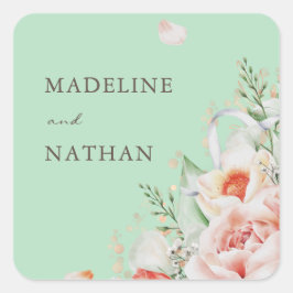 Mint-groen- en perforatorafdichtingen van Bouquet Vierkante Sticker