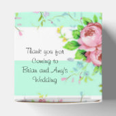 Mint groen en roze bloemendoos Snoep Bedankdoosjes (Bovenkant)