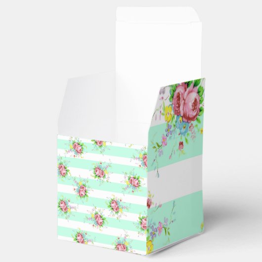 Mint groen en roze bloemendoos Snoep Bedankdoosjes (Geopend)