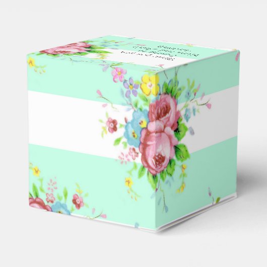 Mint groen en roze bloemendoos Snoep Bedankdoosjes (Achterkant)