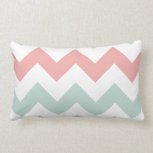 Mint Groen en Roze Chevron Kussen