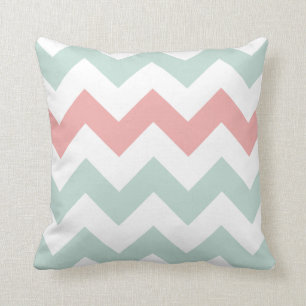 Mint Groen en Roze Chevron Kussen