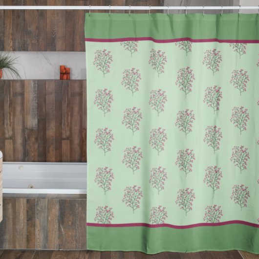 Mint Groen en Roze Floral Shower Curtain Douchegordijn